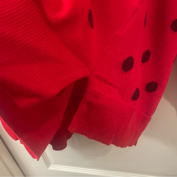 Red with Navy Polka Dots Crew Neck Sweater - Picture 6 of 6